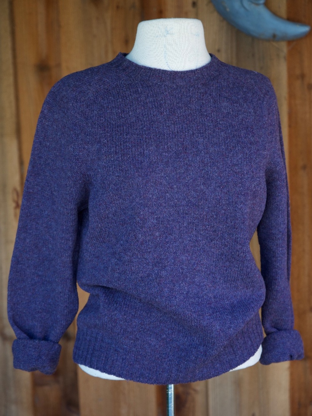 Scotland Calling Guideboat Co 100% Shetland Wool Purple Knit Sweater Woman's M